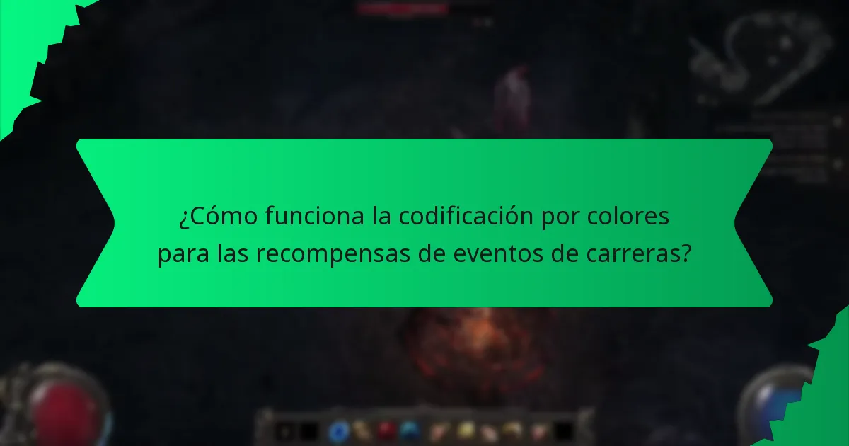 ¿Cómo funciona la codificación por colores para las recompensas de eventos de carreras?