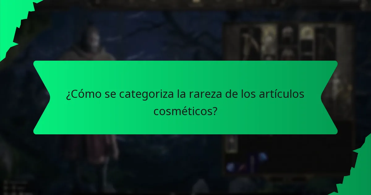 ¿Cómo se categoriza la rareza de los artículos cosméticos?