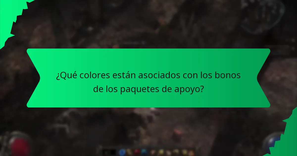 ¿Qué colores están asociados con los bonos de los paquetes de apoyo?