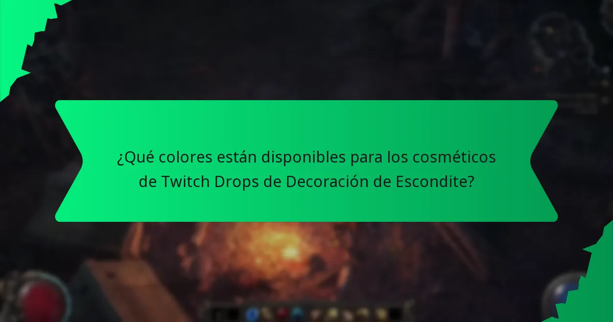 ¿Qué colores están disponibles para los cosméticos de Twitch Drops de Decoración de Escondite?