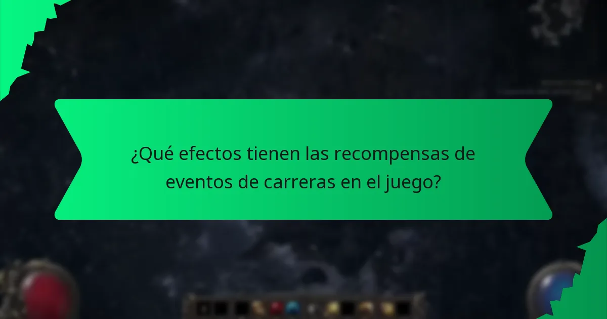 ¿Qué efectos tienen las recompensas de eventos de carreras en el juego?